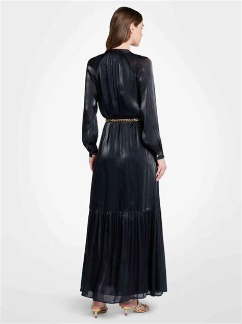 michael kors kaftan dress|Metallic Crinkled Georgette Belted Kaftan Dress .